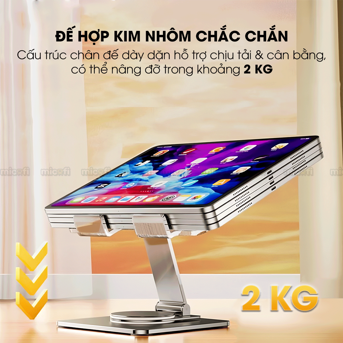 Giá Đỡ Ipad Micofi, Kê Điện Thoại, Giá Đỡ Máy Tính Bảng Xoay 360 Độ, Kệ Ipad Tản Nhiệt Tablet Acrylic Kim Loại