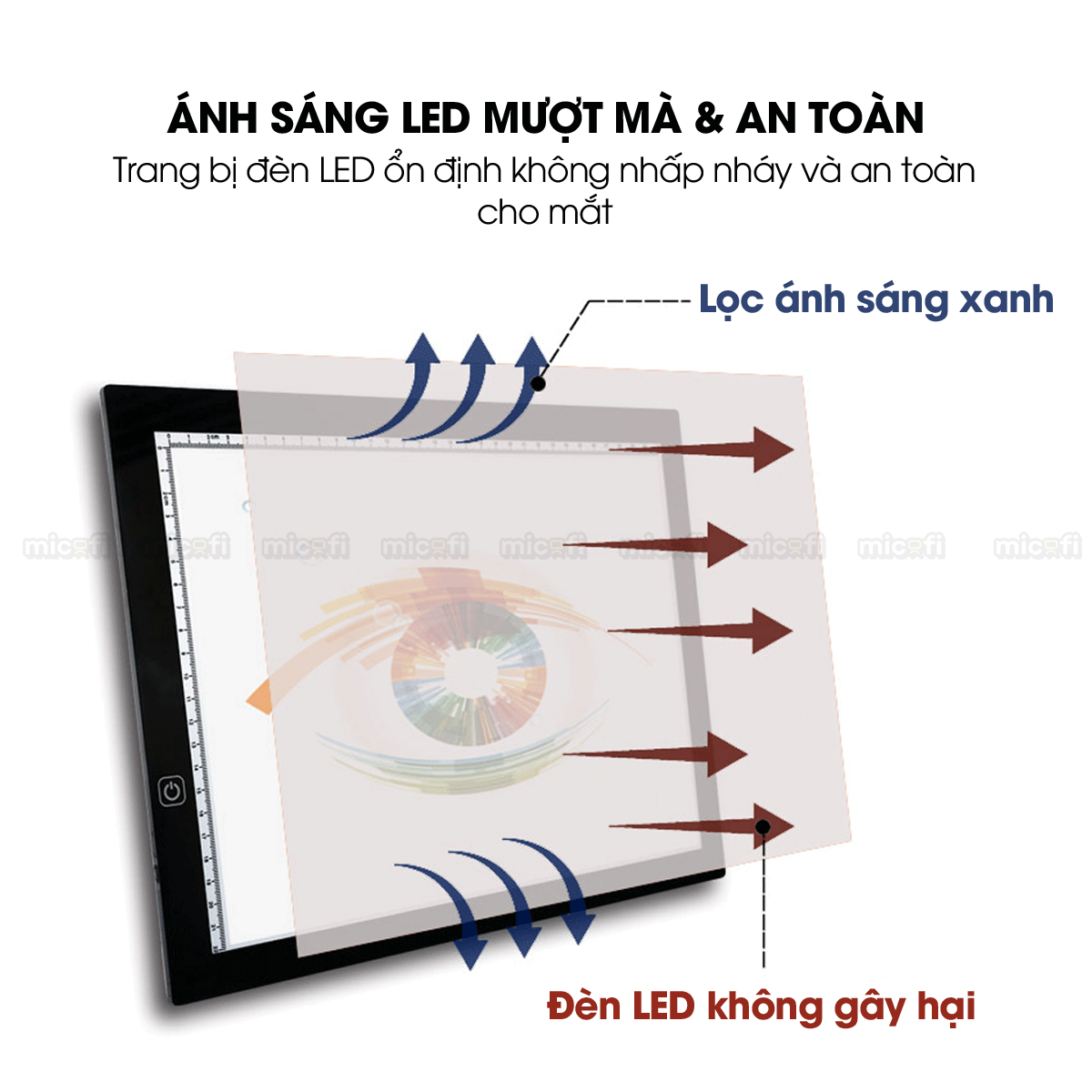 Bảng Vẽ Hắt Sáng Micofi A4, Bảng Đèn Vẽ Tranh Kĩ Thuật Phát Sáng LED A5, Đèn Chiếu Tập Vẽ Scan Tranh Điều Chỉnh Độ Sáng