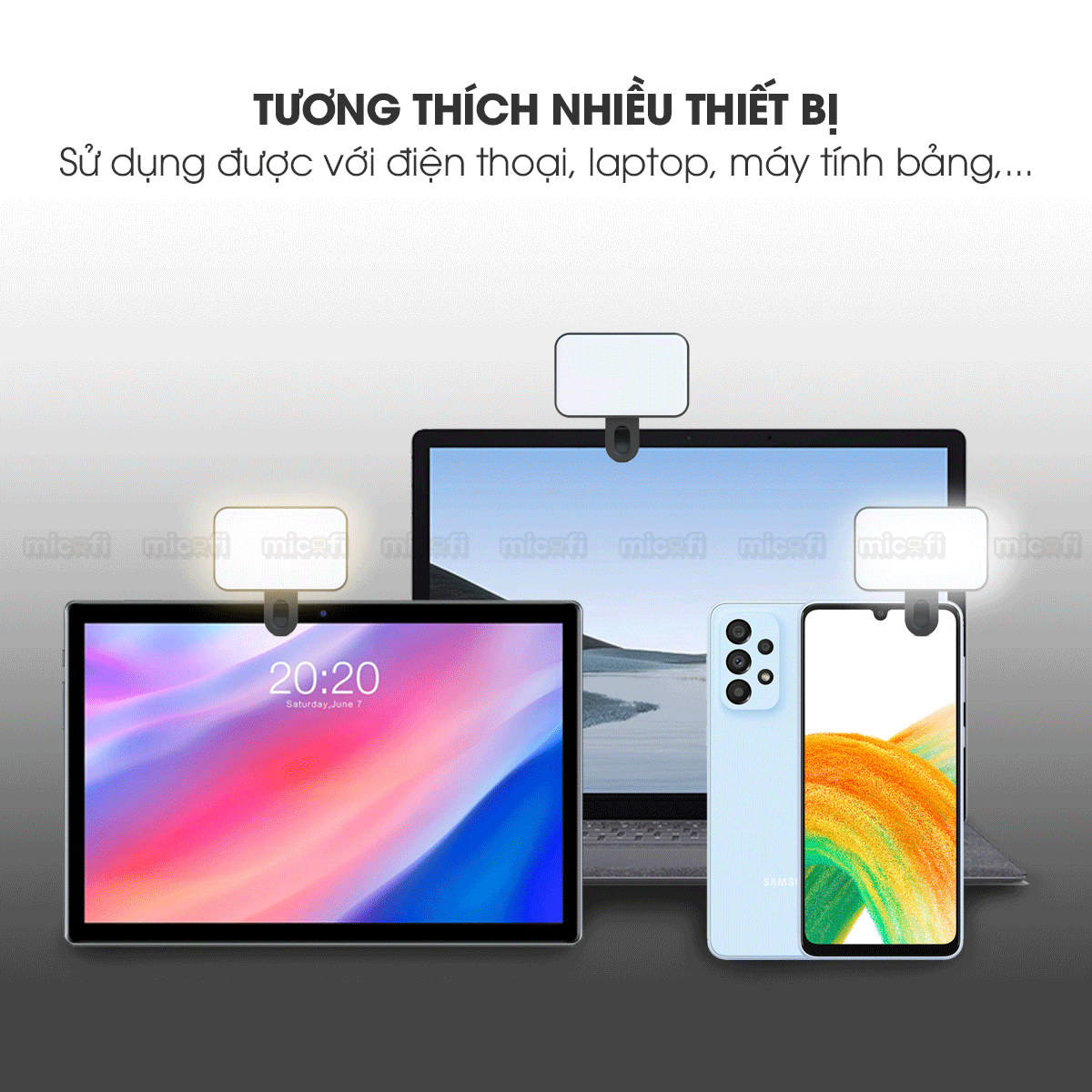 Đèn Led Micofi Livestream, Đèn Màn Hình Quay Video Selfie Mini Chụp Ảnh Kẹp Máy Tính Điện Thoại Hỗ Trợ Đổi Màu Chụp Hình