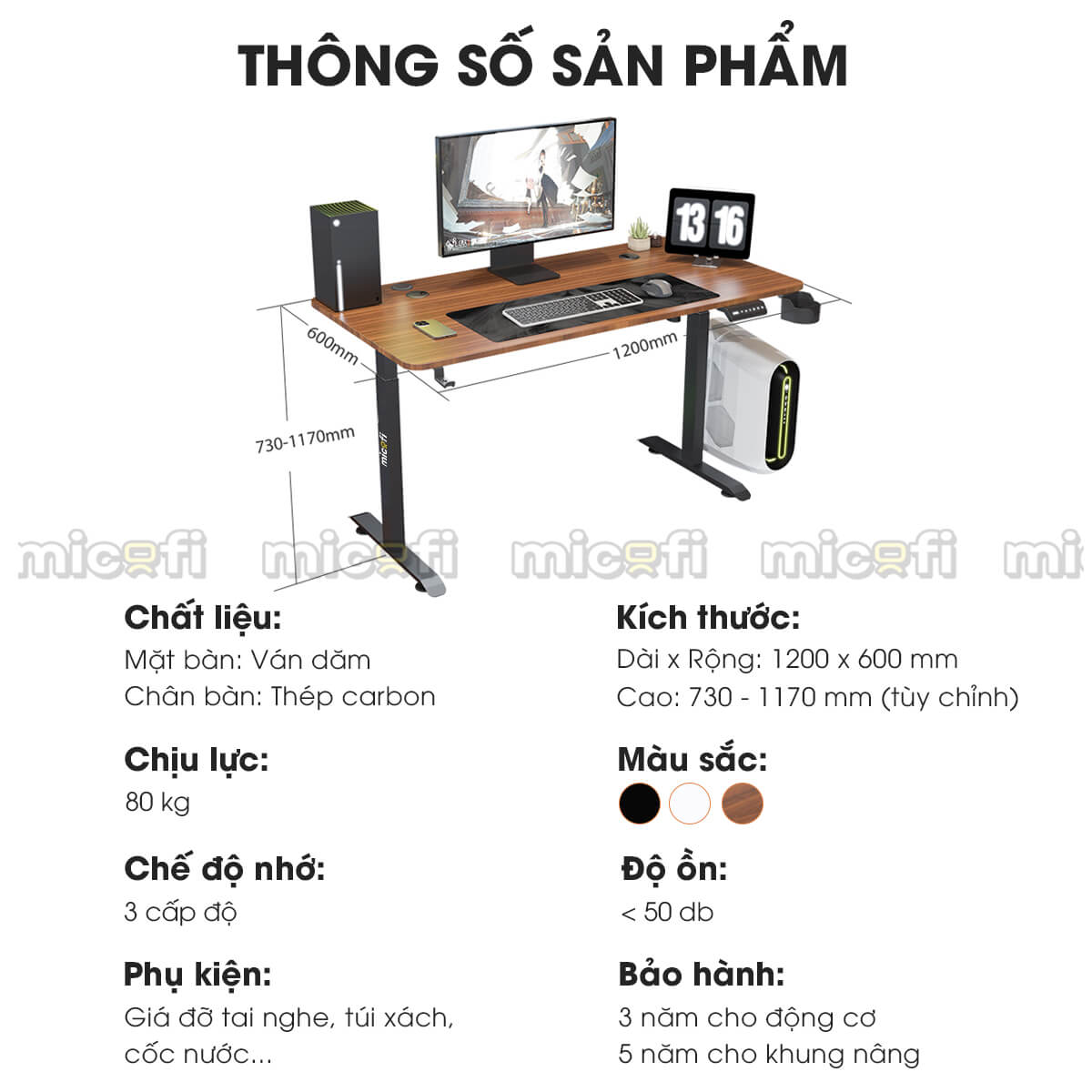 Bàn Nâng Hạ Micofi Office Desk Điện Điều Chỉnh Chiều Cao Thông Minh