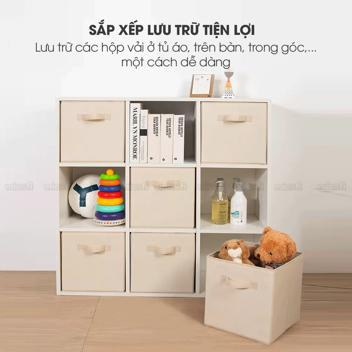 Hộp Đựng Đồ Micofi, Hộp Vải Đựng Đồ Chơi Đa Năng, Giỏ Để Cá Nhân, Thùng Vải Để Tài Liệu Có Tay Cầm Xếp Gọn
