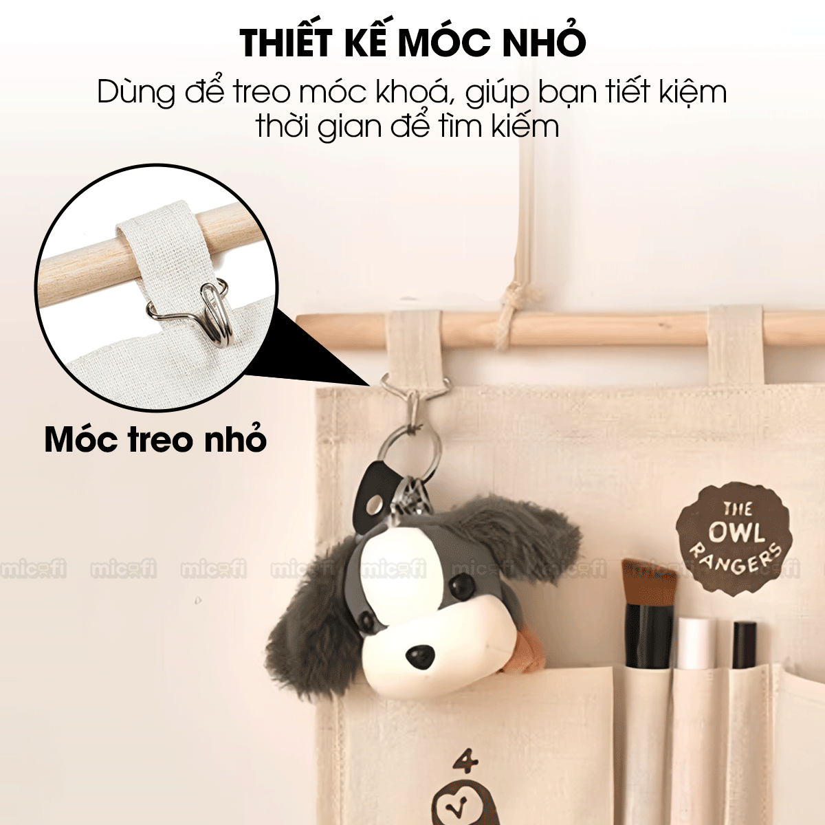 Túi Vải Đựng Đồ Treo Tường Micofi, Túi Treo Đựng Đồ Đa Năng Nhiều Ngăn Vải Lanh Cotton Hoạ Tiết Treo Cửa