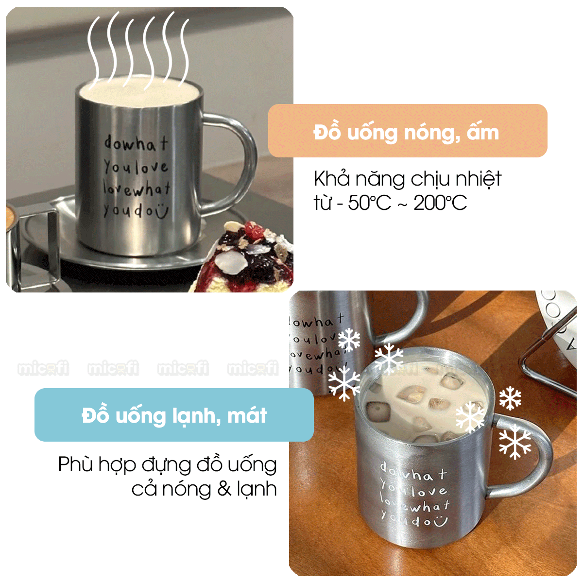 Cốc Inox Micofi, Ly Inox, Ly Giữ Nhiệt Đựng Nước 304 Cao Cấp, Cốc Giữ ...