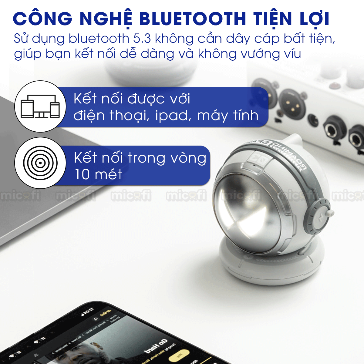 Loa Bluetooth Mini Micofi Nghe Nhạc Bass Mạnh, Loa Mini Bluetooth Có Đèn Phi Hành Gia Không Dây, Bluetooth 5.3