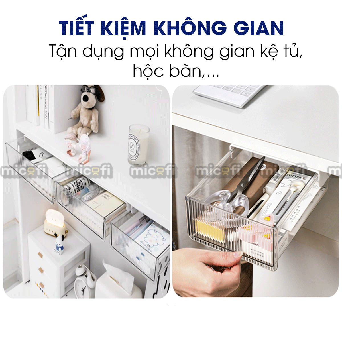 Ngăn Kéo Dưới Bàn Micofi Trong Suốt, Đựng Đồ Văn Phòng Phẩm Tiện Lợi