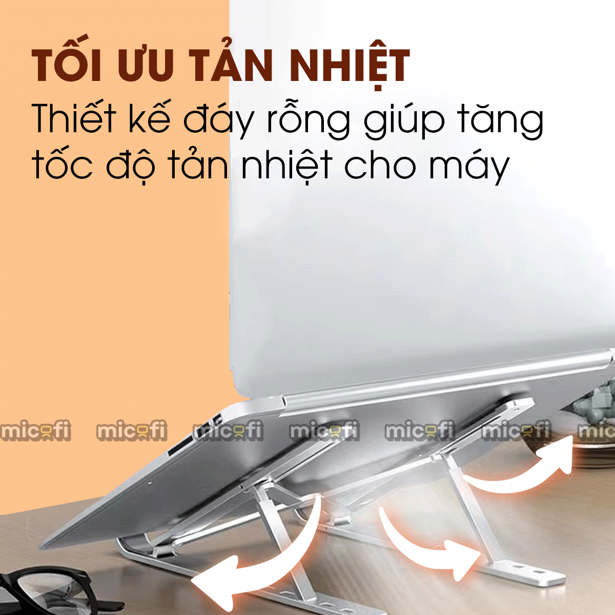 Giá Đỡ Laptop Micofi Gấp Gọn, Có Điều Chỉnh Độ Cao, Hỗ Trợ Tản Nhiệt