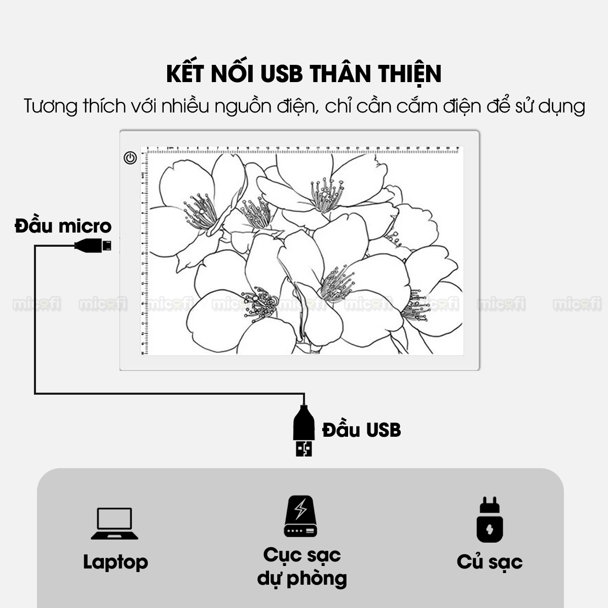 Bảng Vẽ Hắt Sáng Micofi A4, Bảng Đèn Vẽ Tranh Kĩ Thuật Phát Sáng LED A5, Đèn Chiếu Tập Vẽ Scan Tranh Điều Chỉnh Độ Sáng