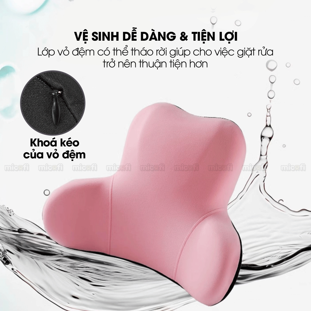 Gối Tựa Lưng Micofi Ghế Văn Phòng, Đệm Lót Ghế Ô Tô, Đệm Kê Thoát Vị Đĩa Đệm Công Thái Học Chống Đau Mỏi Lưng Thoáng Khí