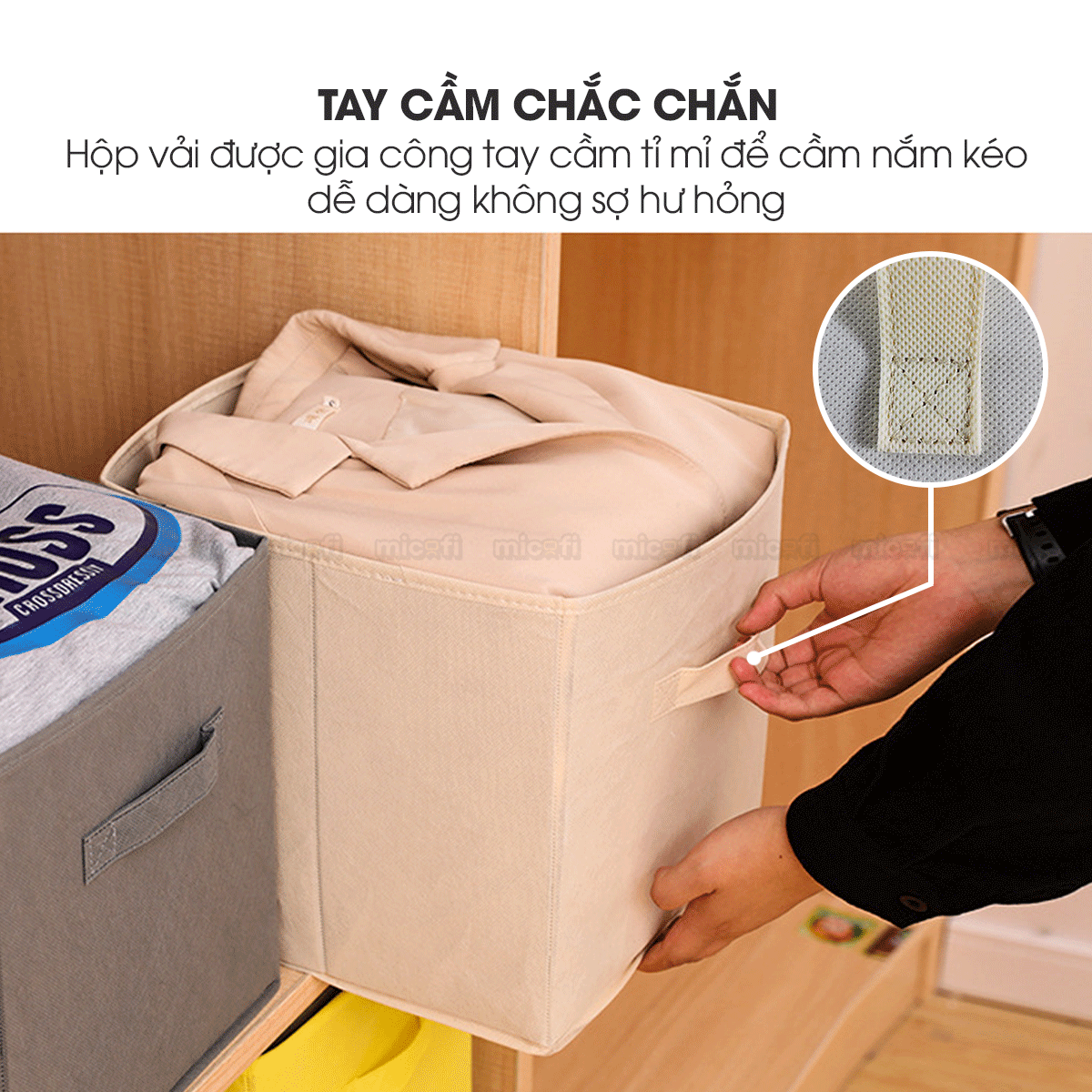 Hộp Đựng Đồ Micofi, Hộp Vải Đựng Đồ Chơi Đa Năng, Giỏ Để Cá Nhân, Thùng Vải Để Tài Liệu Có Tay Cầm Xếp Gọn