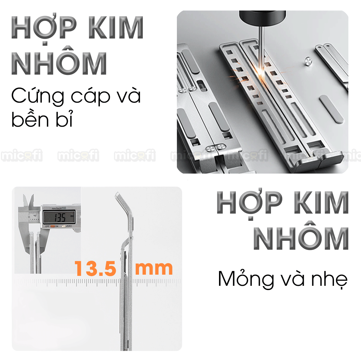 Giá Đỡ Laptop Micofi Gấp Gọn, Có Điều Chỉnh Độ Cao, Hỗ Trợ Tản Nhiệt