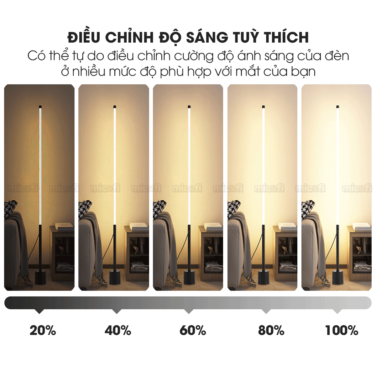 Đèn LED Micofi Trang Trí, LED Để Sàn Cây Đứng Decor Nhiều Màu, Đèn Cây Cột Cao Phòng Khách Hiện Đại Phòng Ngủ Đọc Sách
