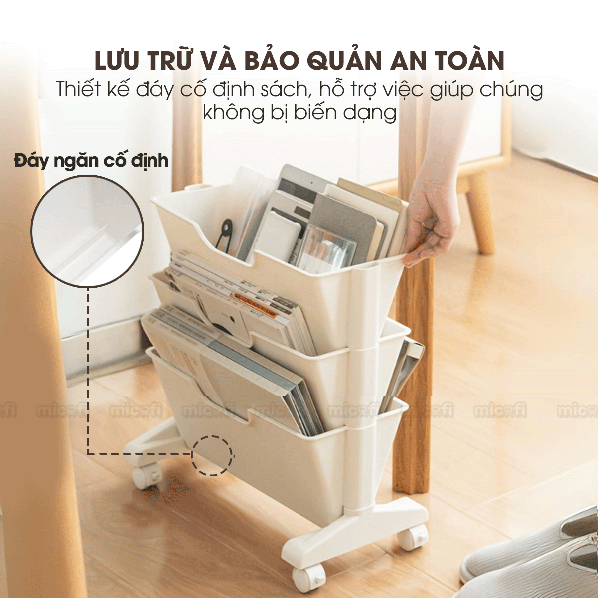 Kệ Sách Micofi, Giá Sách 3 Và 2 Tầng Có Bánh Xe, Kệ Đựng Hồ Sơ Đứng Nhiều Tầng Để Đồ Tài Liệu Giấy Tờ Văn Phòng Di Động