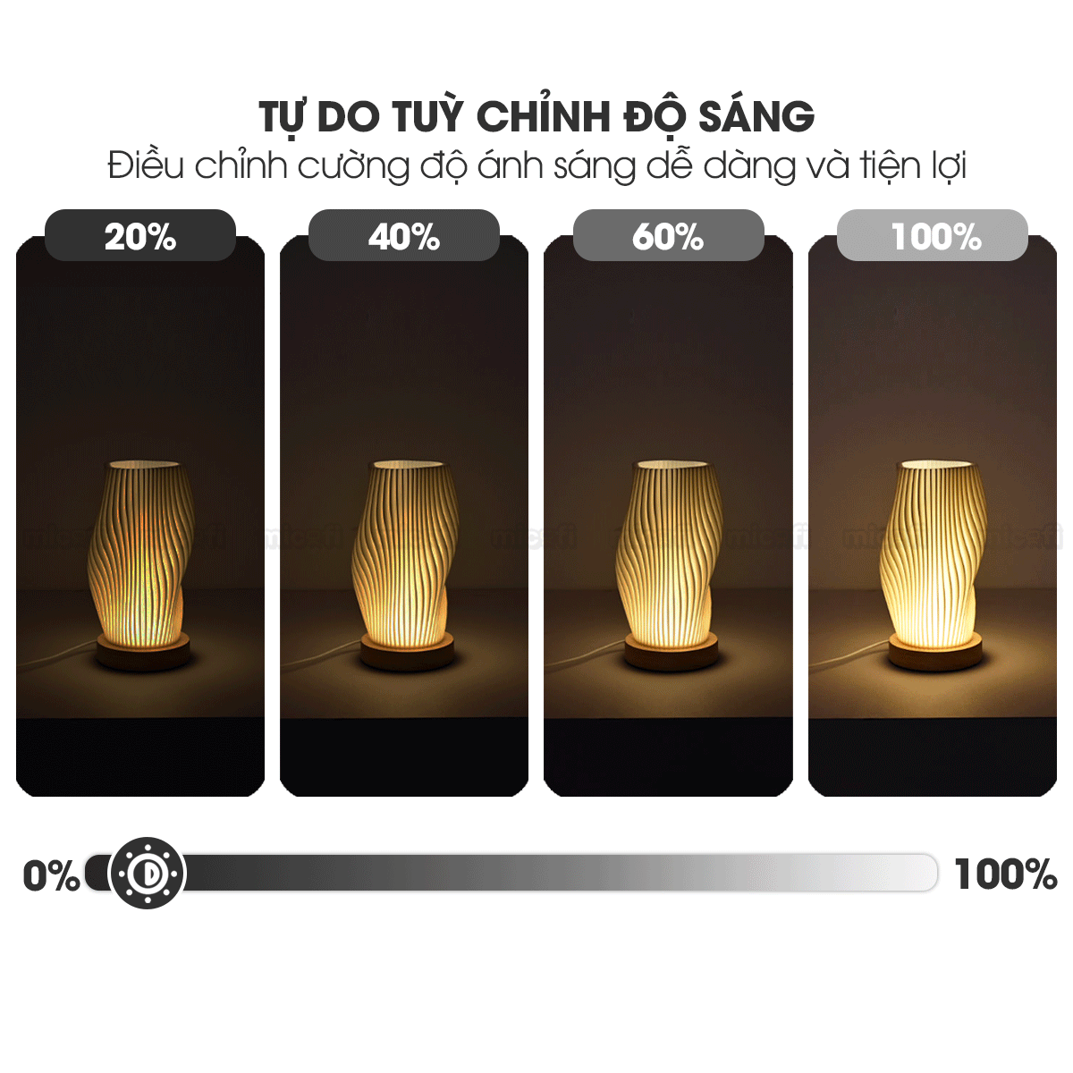 Đèn LED Bàn Micofi Trang Trí, LED Ngủ Decor Đọc Sách Để Bàn Phòng Khách Phòng Ngủ, Đèn 3D Nhiều Màu Gợn Sóng Hiện Đại