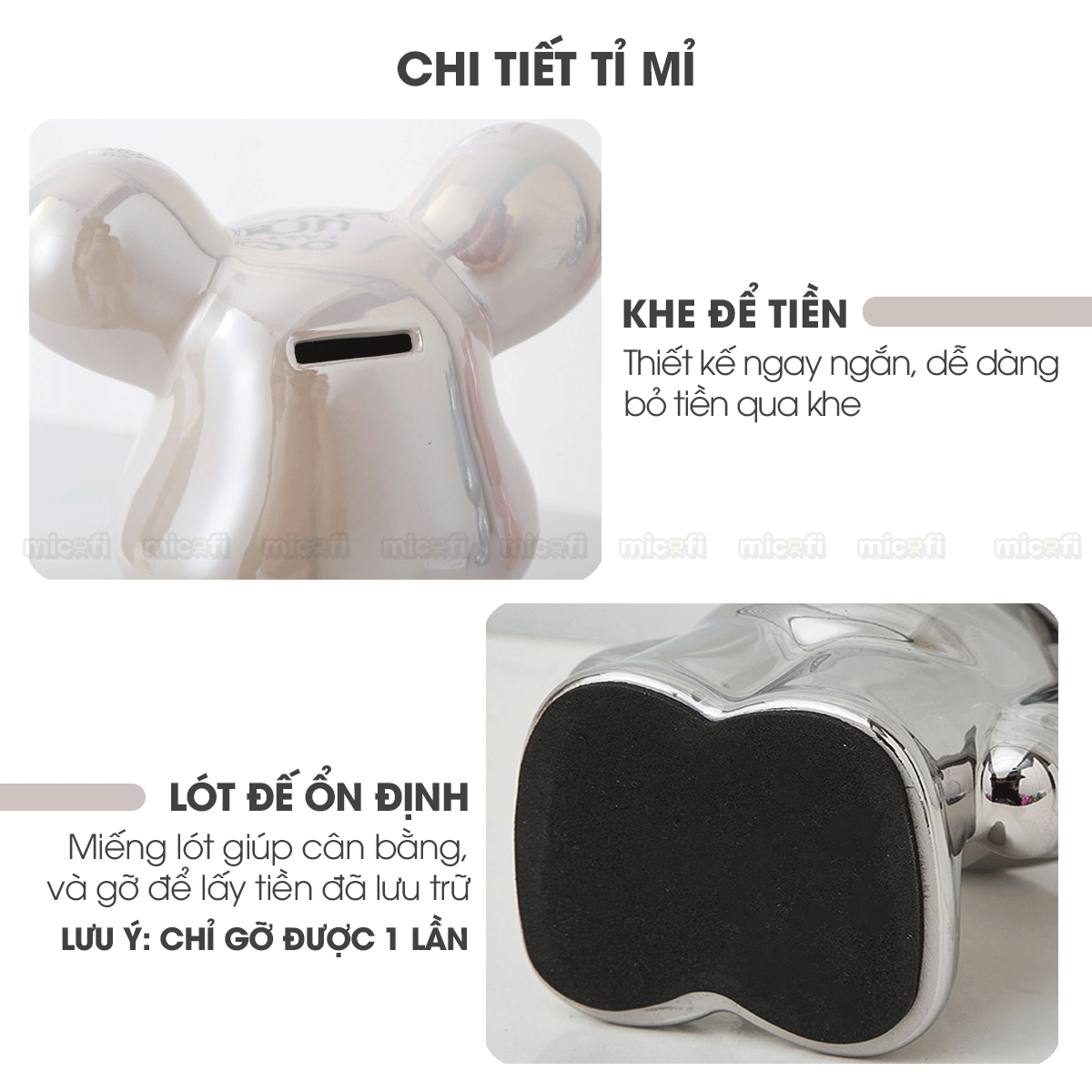 Ống Heo Tiết Kiệm Micofi Gấu Bearbrick, Ống Heo Sứ Trang Trí Mô Hình Bearbrick Decor Trưng Bày, Tượng Đút Tiền Gấu 28CM
