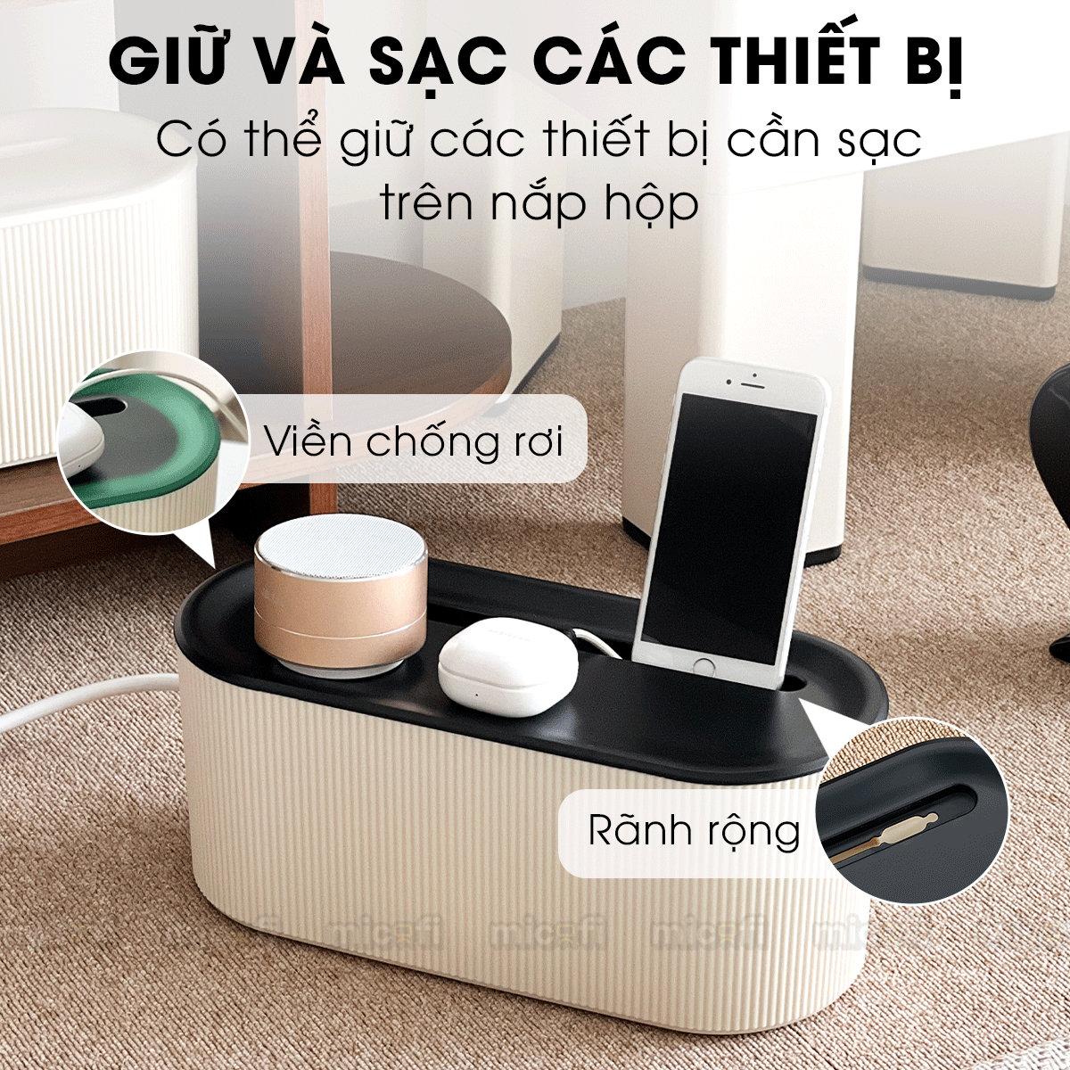 Hộp Đựng Ổ Cắm Điện Micofi, Hộp Che Ổ Điện, Sạc, Dây Điện Trang Trí Bảo Vệ An Toàn Bằng Nhựa