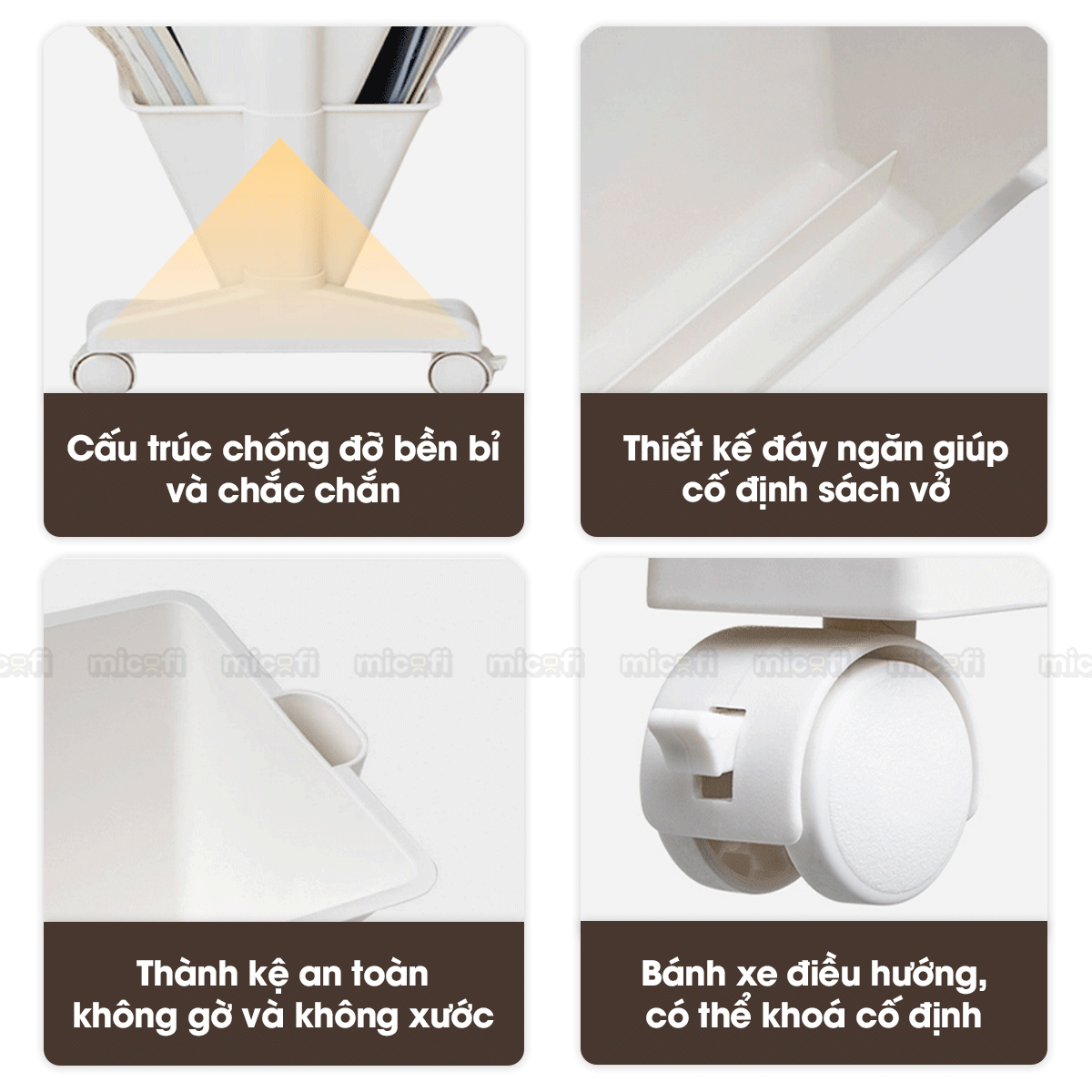 Kệ Sách Micofi, Giá Sách 3 Và 2 Tầng Có Bánh Xe, Kệ Đựng Hồ Sơ Đứng Nhiều Tầng Để Đồ Tài Liệu Giấy Tờ Văn Phòng Di Động