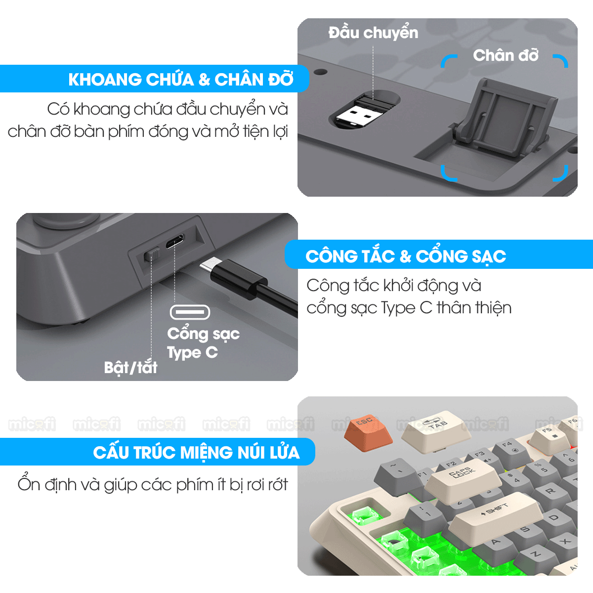 Bàn Phím Bluetooth Không Dây Xunfox x Micofi Giả Cơ Máy Tính, Bàn Phím Gaming Chơi Game Có Dây Laptop Điện Thoại PC LED