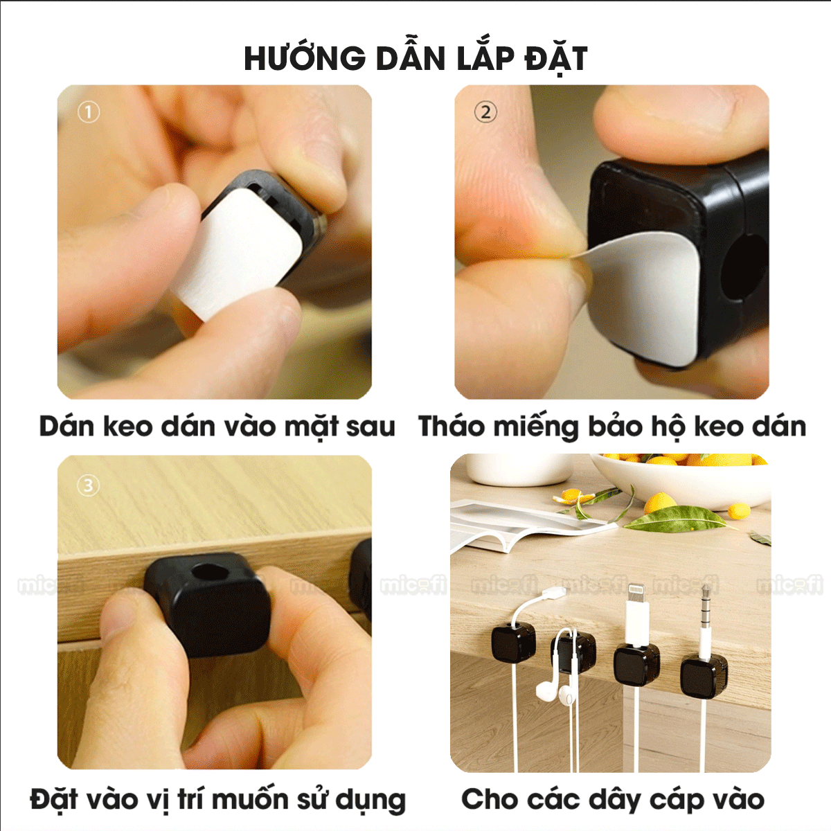 Kẹp Dây Điện Micofi, Khoá Treo Dây Sạc Điện Thoại Dán Tường, Cố Định Giữ Bảo Vệ Từ Tính Quản Lý Cáp Sạc Gọn Gàng Để Bàn