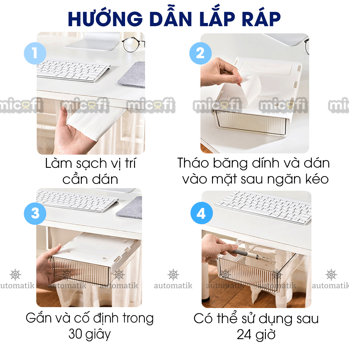 Ngăn Kéo Dưới Bàn Micofi Trong Suốt, Đựng Đồ Văn Phòng Phẩm Tiện Lợi