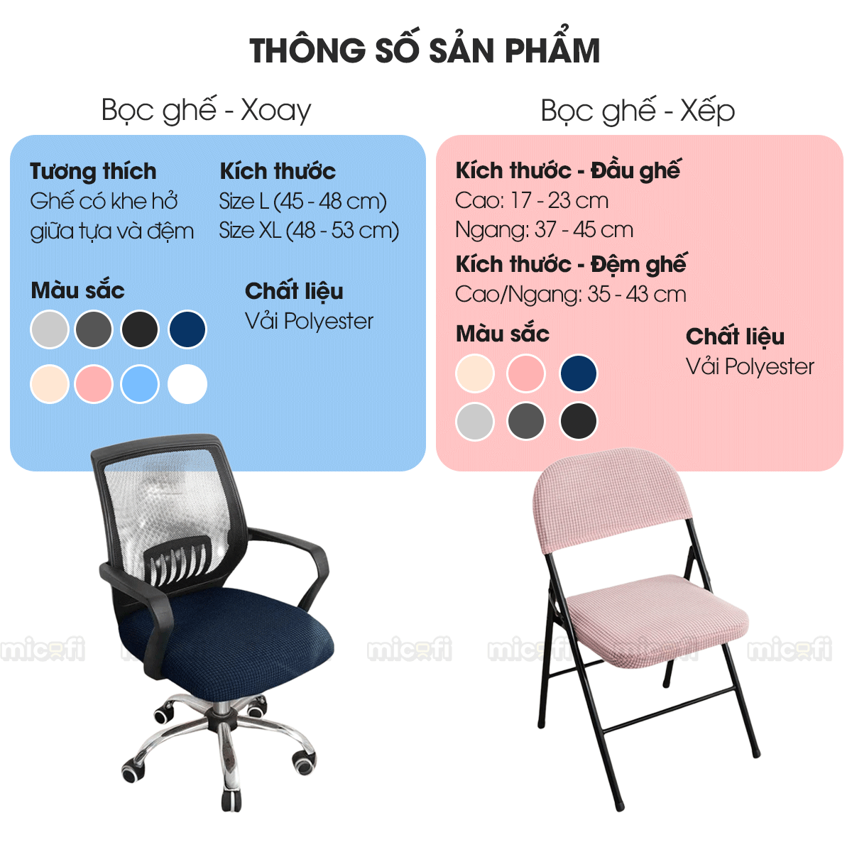 Bọc Ghế Xoay Văn Phòng Micofi Gaming, Vỏ Bọc Bằng Vải Bao Đệm Và Lưng Ghế Ngồi Xếp Chống Bụi Co Giãn Bảo Vệ Tốt