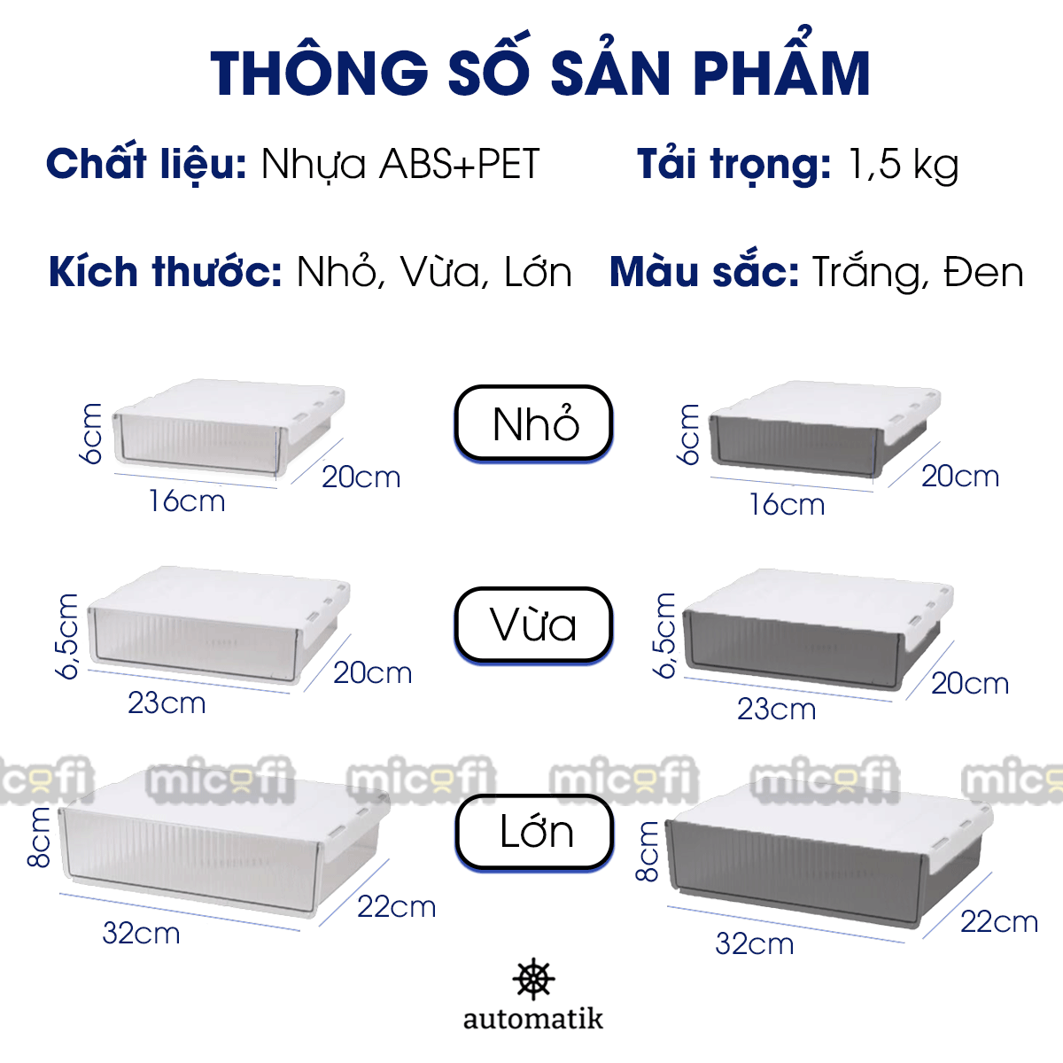Ngăn Kéo Dưới Bàn Micofi Trong Suốt, Đựng Đồ Văn Phòng Phẩm Tiện Lợi