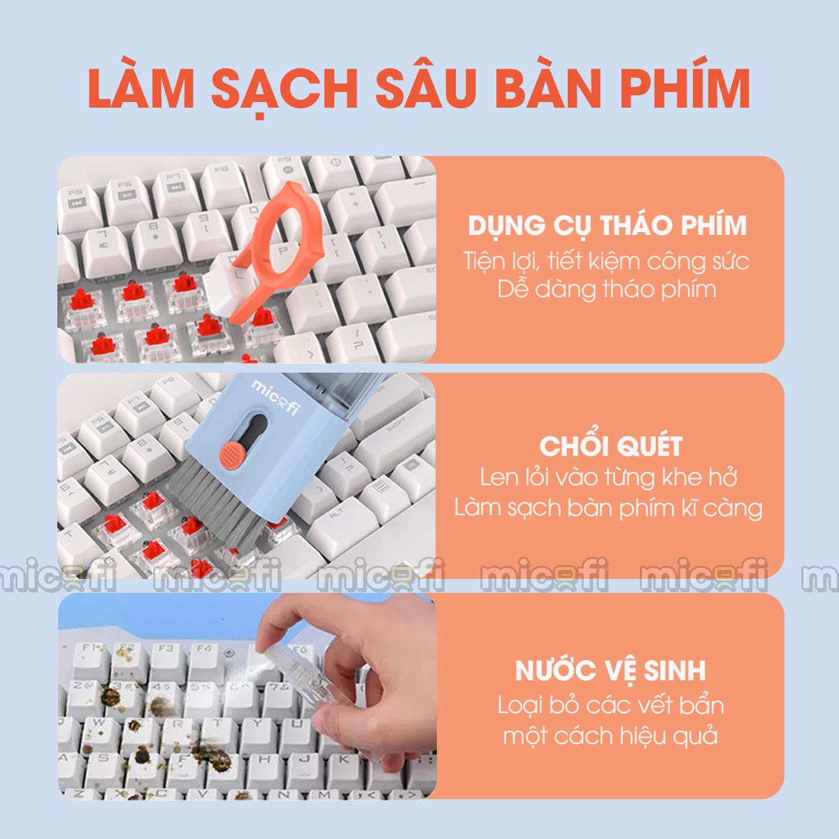 Bộ Vệ Sinh 10 trong 1 Micofi, Dụng Cụ Làm Sạch Laptop Tai Nghe, Máy Tính, Bàn Phím, Camera