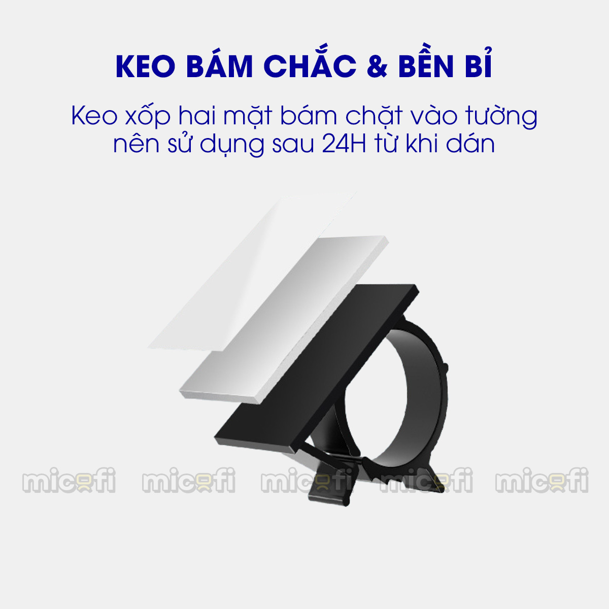 Khóa Cố Định Dây Cáp Điện Micofi Dán Tường Điều Chỉnh 4 Mức Combo 10 Cái