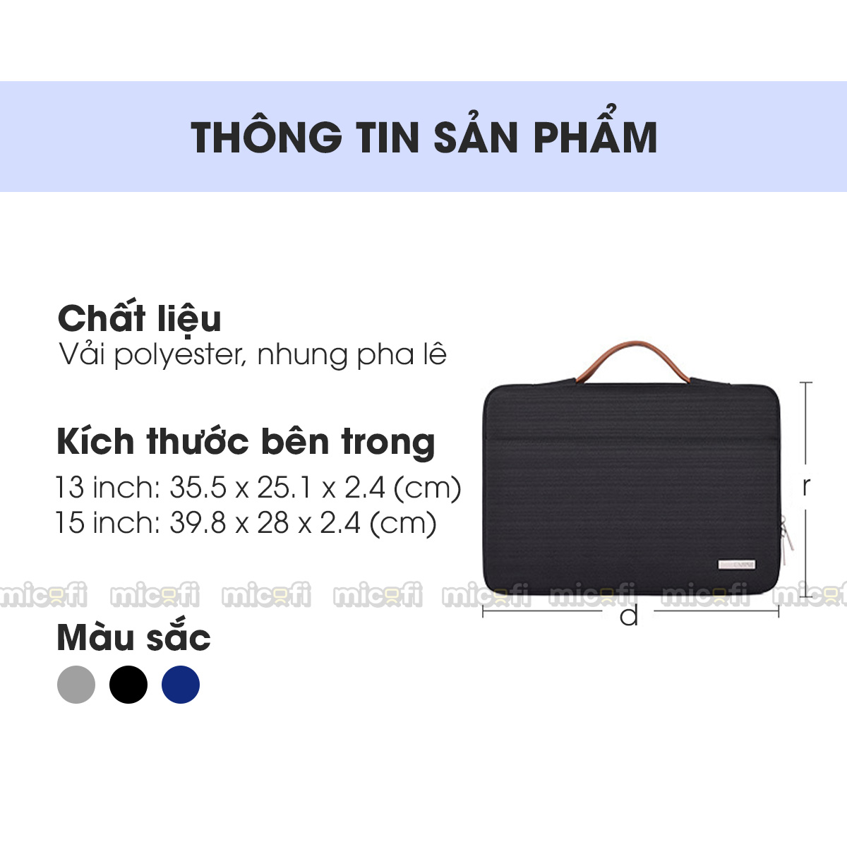 Túi Đựng Laptop Chống Sốc Micofi Bảo Vệ Máy Tính Đệm 3D Dày