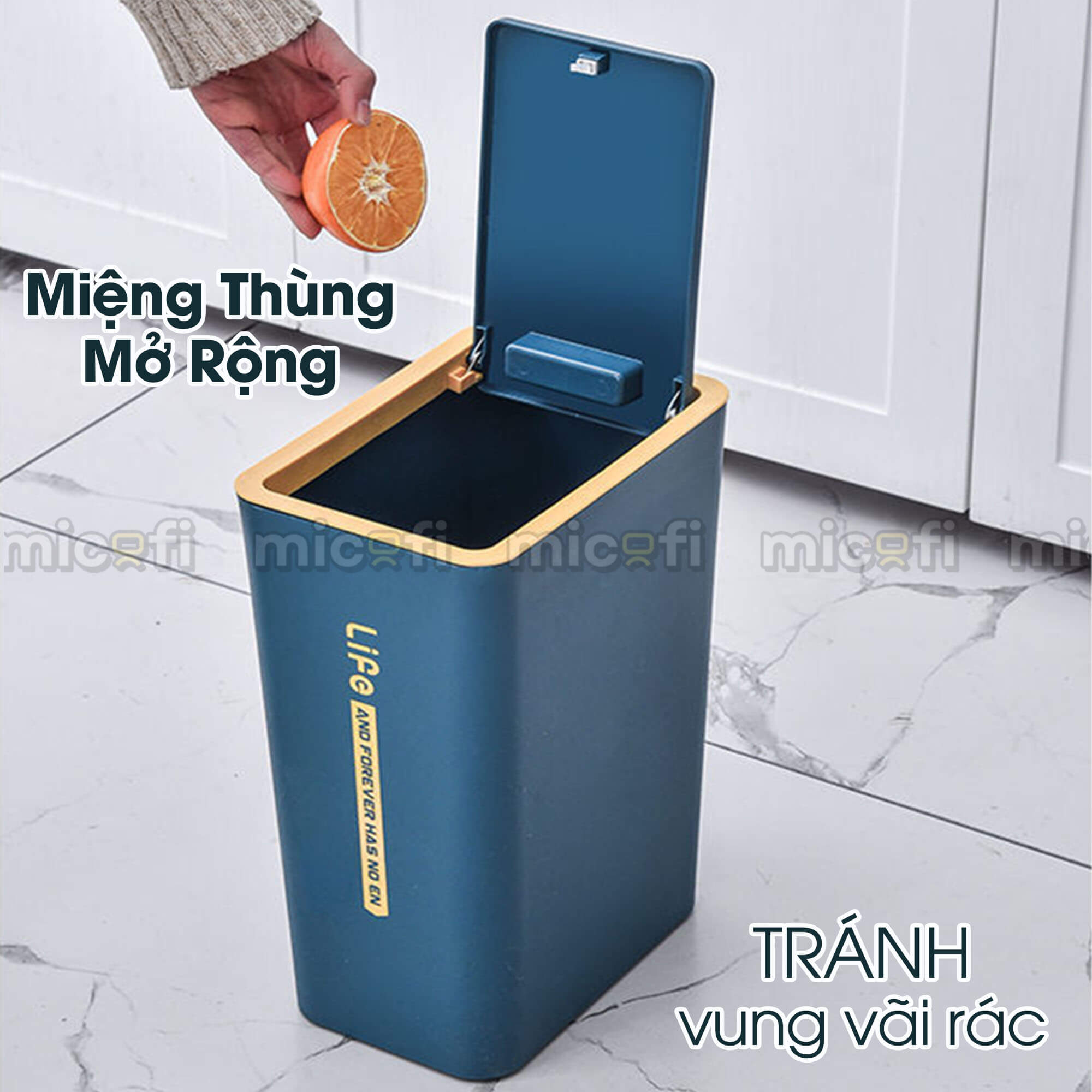 Thùng Rác Nhấn Nút Micofi Có Nắp