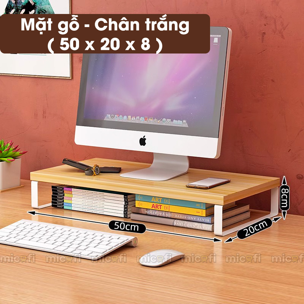 Kệ Gỗ Micofi Để Màn Hình Máy Tính, Laptop, Gía Đỡ Thông Minh, Kê Tối Ưu Diện Tích