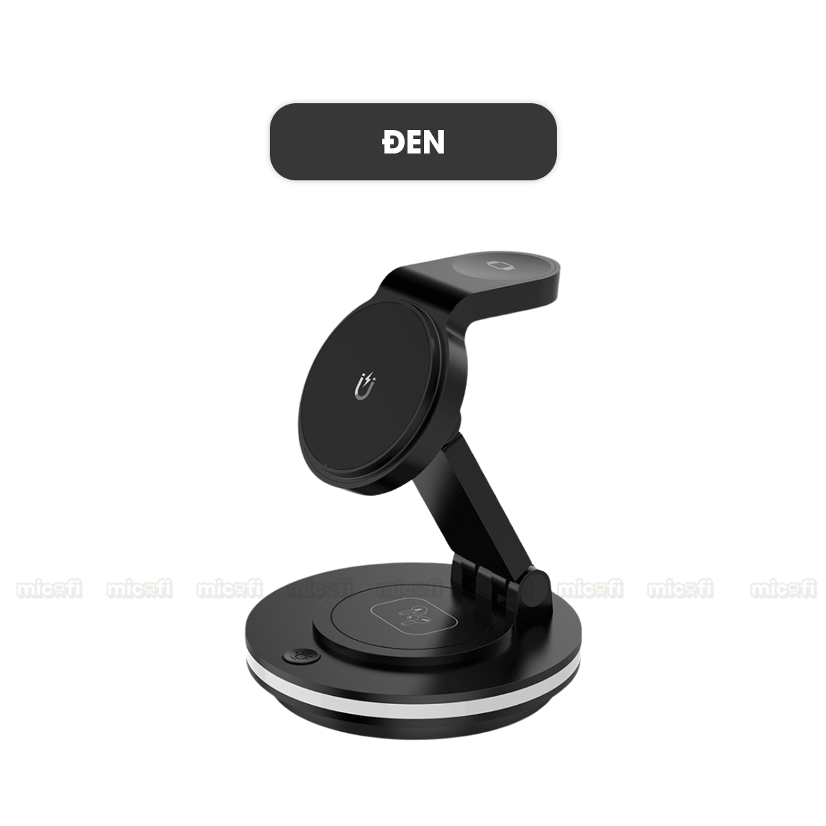 Sạc Không Dây Micofi Iphone Nhanh, Đế Sạc 4 In 1 Tai Nghe Bluetooth Airpod Điện Thoại Đồng Hồ, Trạm Magsafe Có Đèn LED