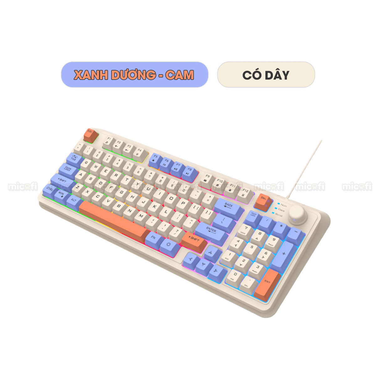 Bàn Phím Bluetooth Không Dây Xunfox x Micofi Giả Cơ Máy Tính, Bàn Phím Gaming Chơi Game Có Dây Laptop Điện Thoại PC LED