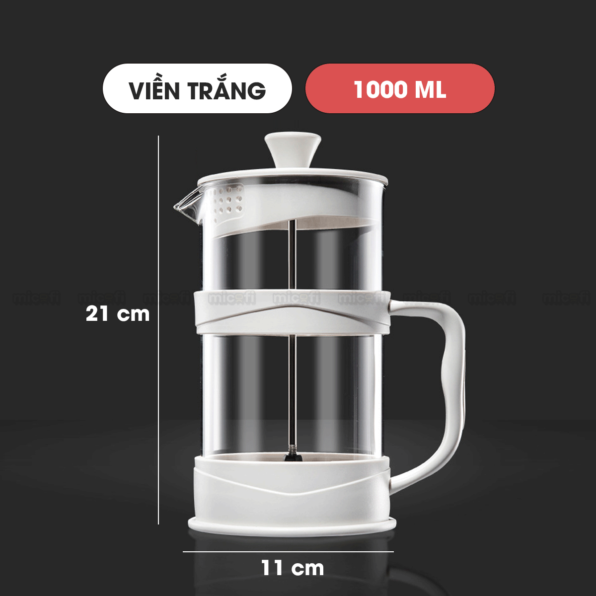 Bình Nước Pha Trà Micofi Giữ Nhiệt, Ấm Pha Trà Cà Phê Thuỷ Tinh, Bình Nước Hãm Cafe Có Lõi Lọc 2 Lớp Dung Tích 1 Lít