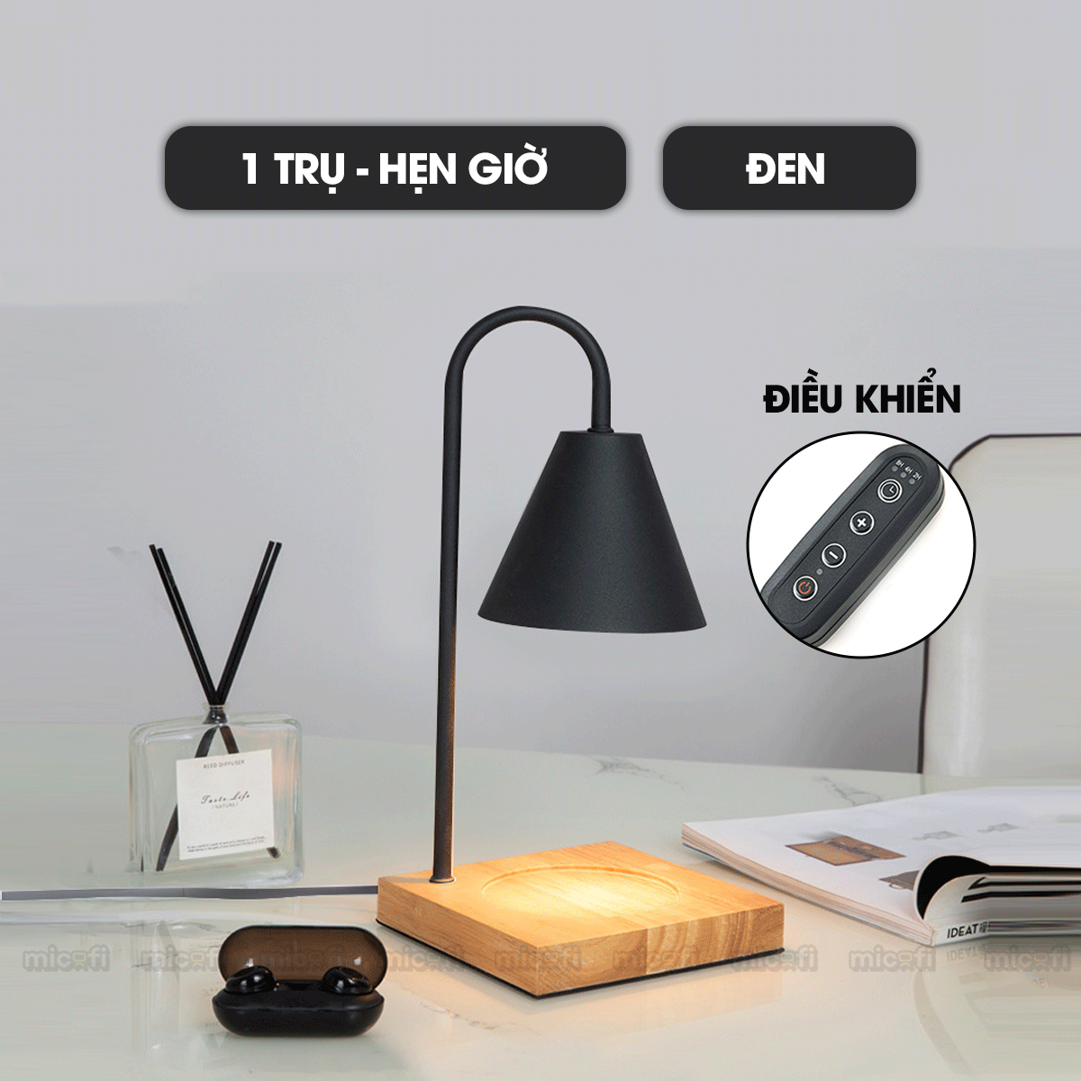 Đèn Nến Micofi Thơm Phòng Để Bàn Decor, Đèn Đốt Nến Thơm Phòng Khách Và Ngủ, Xông Tinh Dầu Điện Tử Trang Trí Có Hẹn Giờ