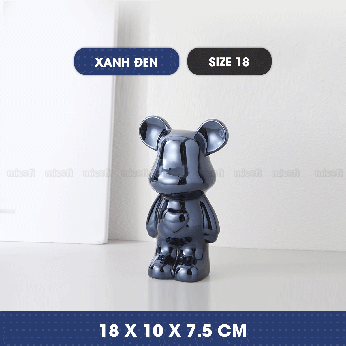 Ống Heo Tiết Kiệm Micofi Gấu Bearbrick, Ống Heo Sứ Trang Trí Mô Hình Bearbrick Decor Trưng Bày, Tượng Đút Tiền Gấu 28CM