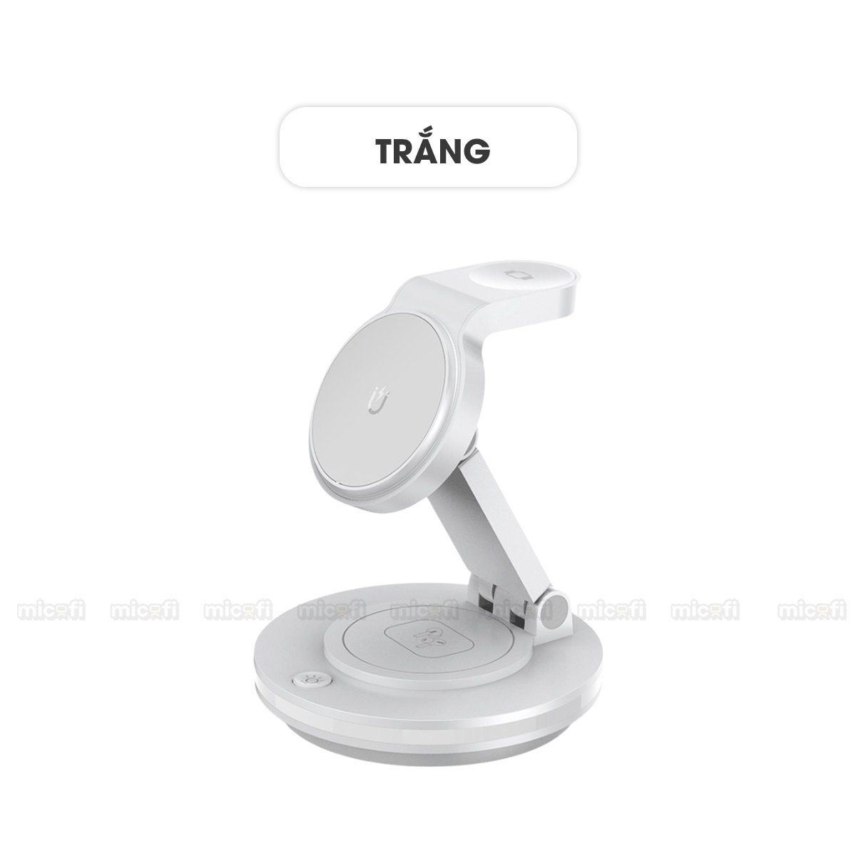 Sạc Không Dây Micofi Iphone Nhanh, Đế Sạc 4 In 1 Tai Nghe Bluetooth Airpod Điện Thoại Đồng Hồ, Trạm Magsafe Có Đèn LED