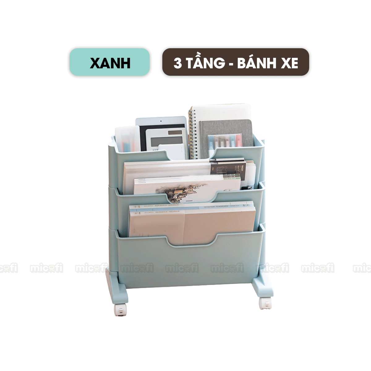 Kệ Sách Micofi, Giá Sách 3 Và 2 Tầng Có Bánh Xe, Kệ Đựng Hồ Sơ Đứng Nhiều Tầng Để Đồ Tài Liệu Giấy Tờ Văn Phòng Di Động