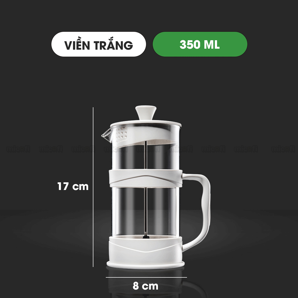 Bình Nước Pha Trà Micofi Giữ Nhiệt, Ấm Pha Trà Cà Phê Thuỷ Tinh, Bình Nước Hãm Cafe Có Lõi Lọc 2 Lớp Dung Tích 1 Lít