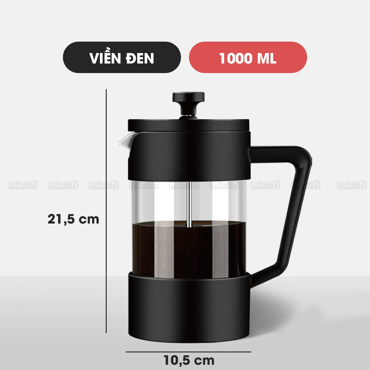 Bình Nước Pha Trà Micofi Giữ Nhiệt, Ấm Pha Trà Cà Phê Thuỷ Tinh, Bình Nước Hãm Cafe Có Lõi Lọc 2 Lớp Dung Tích 1 Lít