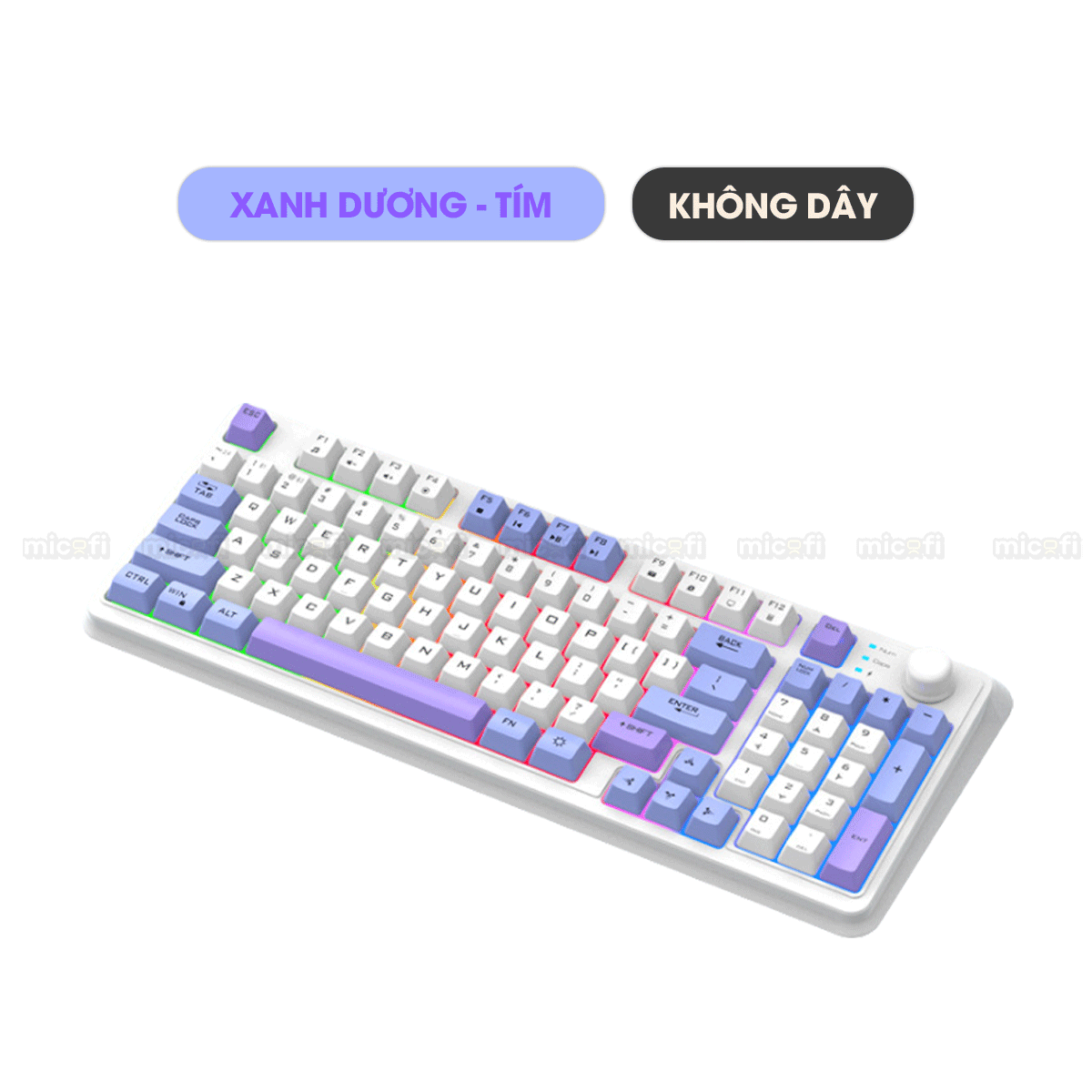 Bàn Phím Bluetooth Không Dây Xunfox x Micofi Giả Cơ Máy Tính, Bàn Phím Gaming Chơi Game Có Dây Laptop Điện Thoại PC LED