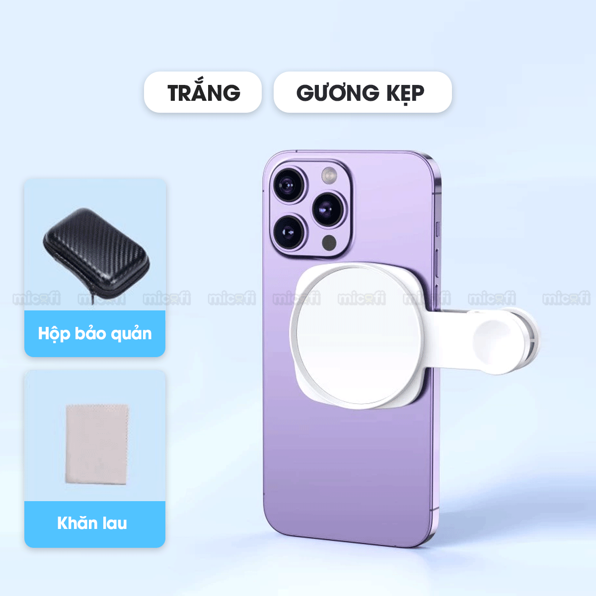 Gương Chụp Ảnh Phản Chiếu Micofi Kẹp Điện Thoại, Gương Chụp Ảnh Gắn Dán Điện Thoại Selfie, Chụp Hình Hỗ Trợ Camera Sau
