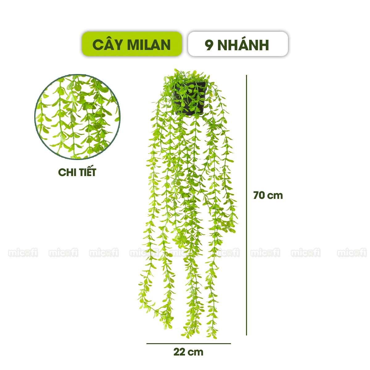 Chậu Cây Giả Dây Leo Micofi Trang Trí Nhựa Decor Ban Công, Cây Dây Leo Rủ Lá Cảnh Nhân Tạo Decor Phòng Ngủ Phòng Khách