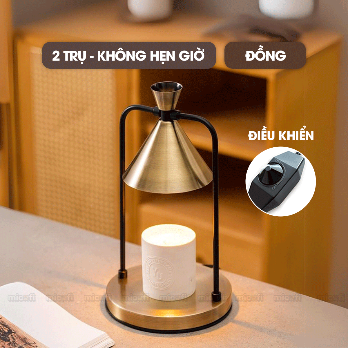 Đèn Nến Micofi Thơm Phòng Để Bàn Decor, Đèn Đốt Nến Thơm Phòng Khách Và Ngủ, Xông Tinh Dầu Điện Tử Trang Trí Có Hẹn Giờ