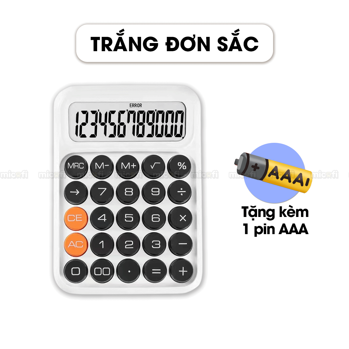 Máy Tính Cầm Tay Micofi Phím Cơ, Máy Tính Cầm Tay Mini Màu Pastel Cute Bấm Tay Điện Tử Bỏ Túi 12 Số Tính Toán Tặng Pin