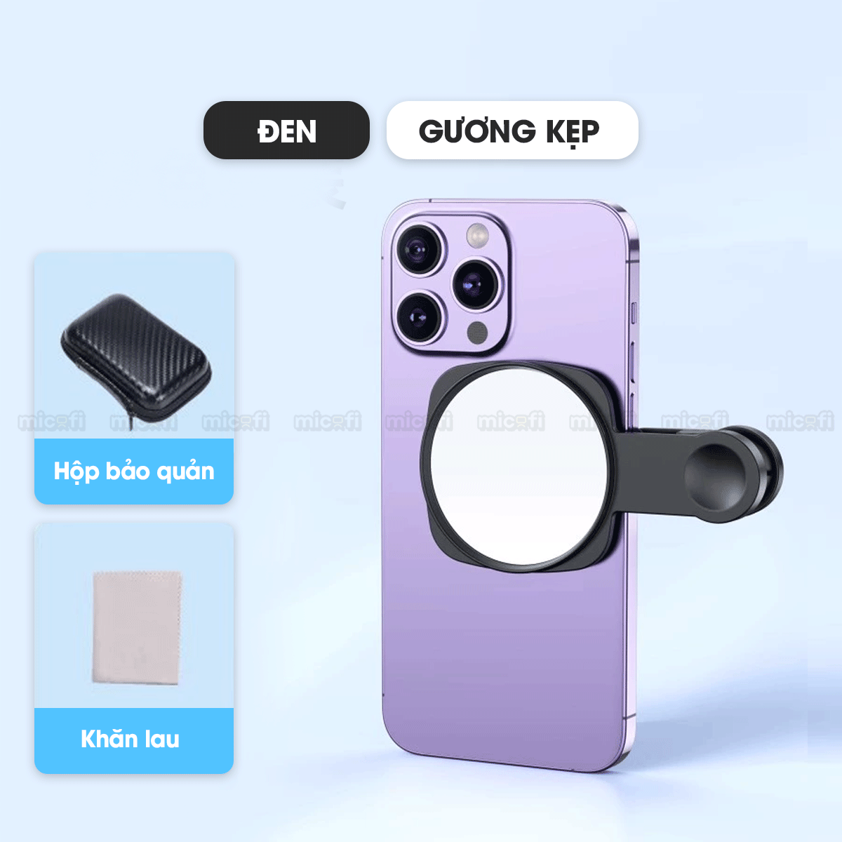 Gương Chụp Ảnh Phản Chiếu Micofi Kẹp Điện Thoại, Gương Chụp Ảnh Gắn Dán Điện Thoại Selfie, Chụp Hình Hỗ Trợ Camera Sau