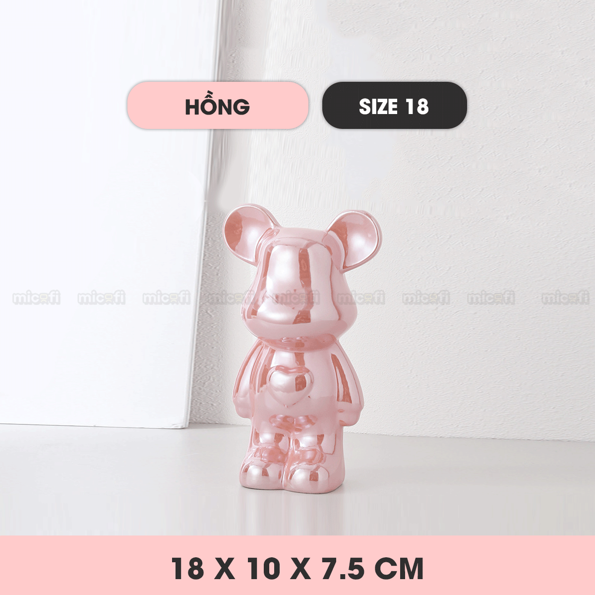 Ống Heo Tiết Kiệm Micofi Gấu Bearbrick, Ống Heo Sứ Trang Trí Mô Hình Bearbrick Decor Trưng Bày, Tượng Đút Tiền Gấu 28CM
