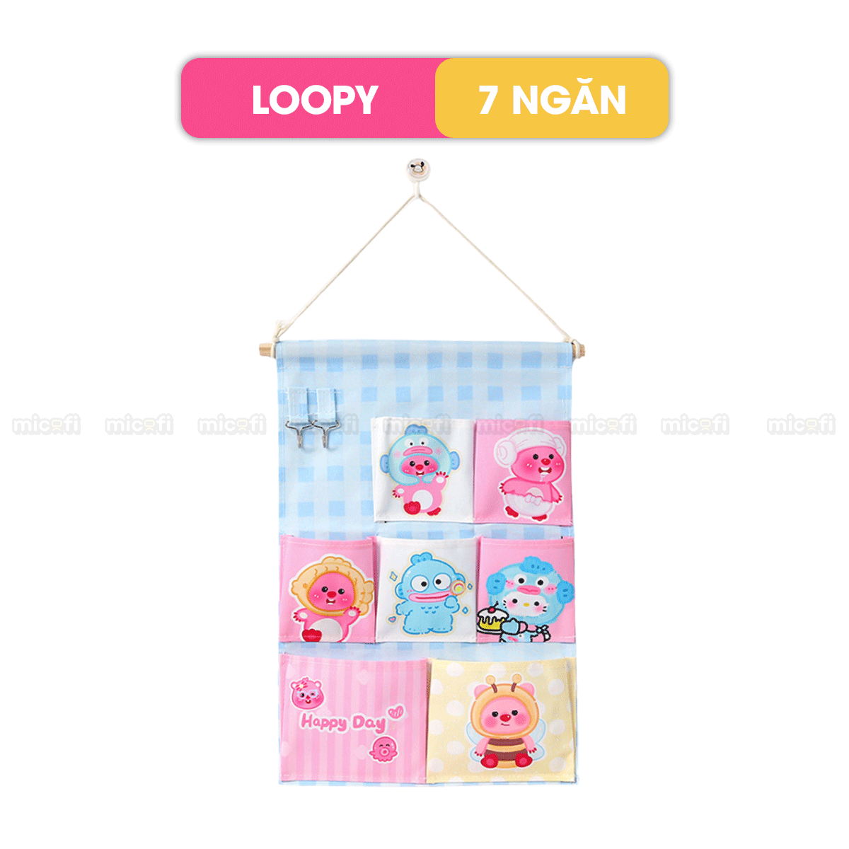 Túi Vải Đựng Đồ Treo Tường Micofi, Túi Treo Đựng Đồ Đa Năng Nhiều Ngăn Vải Lanh Cotton Hoạ Tiết Treo Cửa