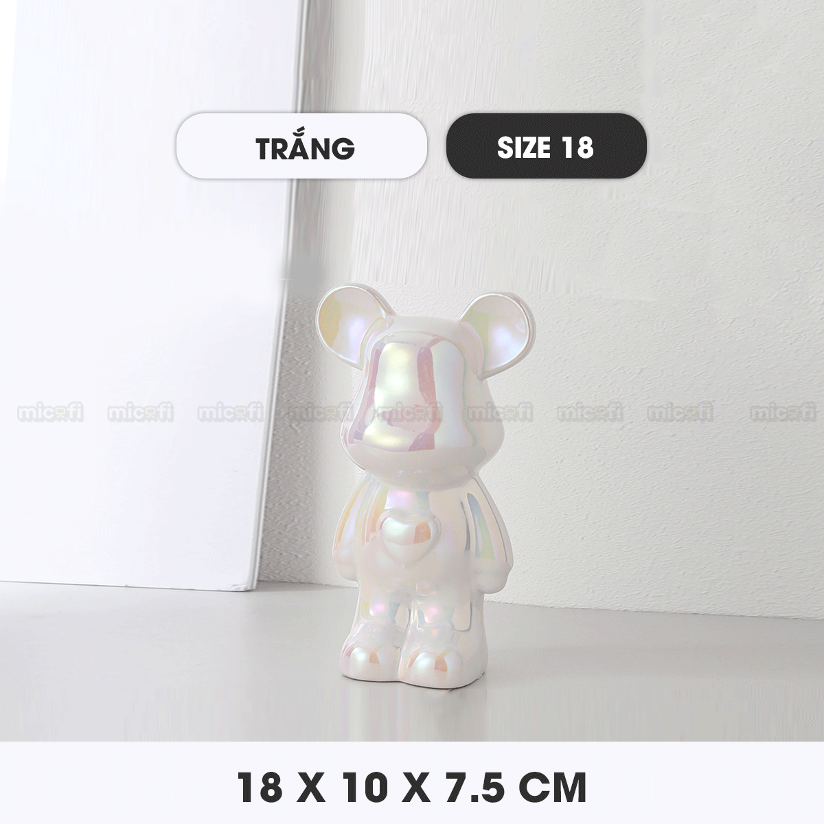 Ống Heo Tiết Kiệm Micofi Gấu Bearbrick, Ống Heo Sứ Trang Trí Mô Hình Bearbrick Decor Trưng Bày, Tượng Đút Tiền Gấu 28CM