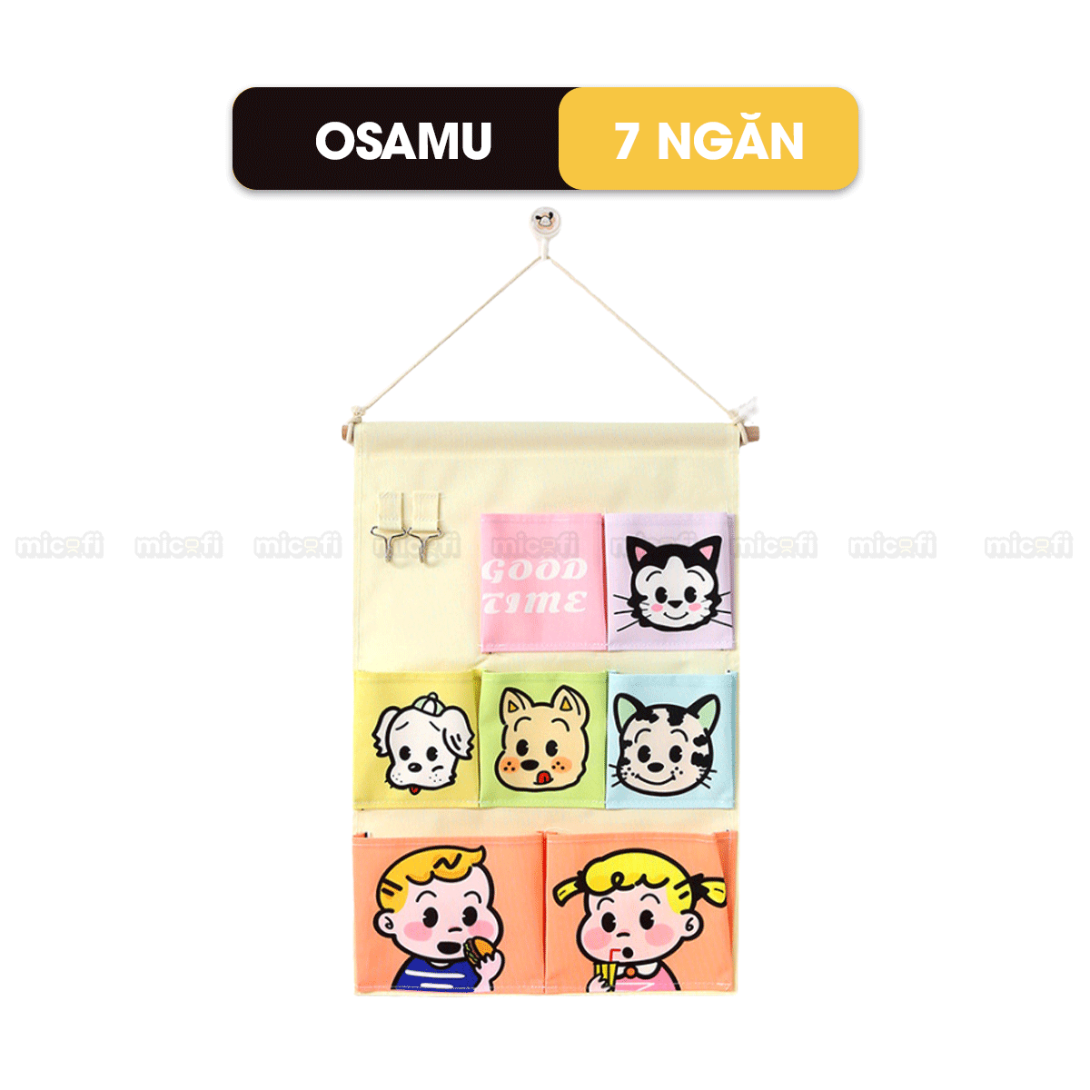 Túi Vải Đựng Đồ Treo Tường Micofi, Túi Treo Đựng Đồ Đa Năng Nhiều Ngăn Vải Lanh Cotton Hoạ Tiết Treo Cửa