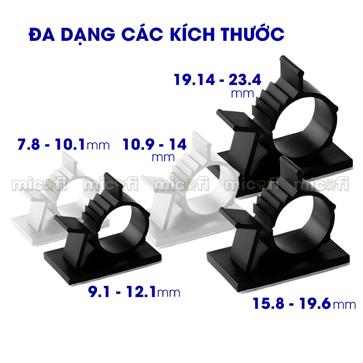 Khóa Cố Định Dây Cáp Điện Micofi Dán Tường Điều Chỉnh 4 Mức Combo 10 Cái